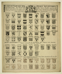28828 Afbeelding van een wapenkaart met de wapens en namen van de geëligeerden, representanten van de Ridderschap en ...